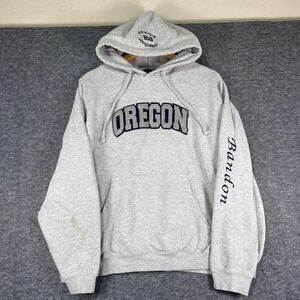 Oregon Coast Gray Hoodie Sweatshirt Mens XL Vintage Y2K Tackle Twill Embroidered